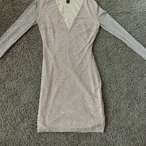 Beige Long Sleeve Mini Dress Windsor